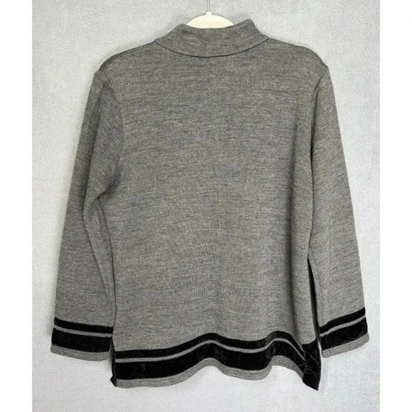 Soft Surroundings Tunic Top Women’s PM Gray Runway Wool Blend Knit Velvet Trim - Picture 7 of 10